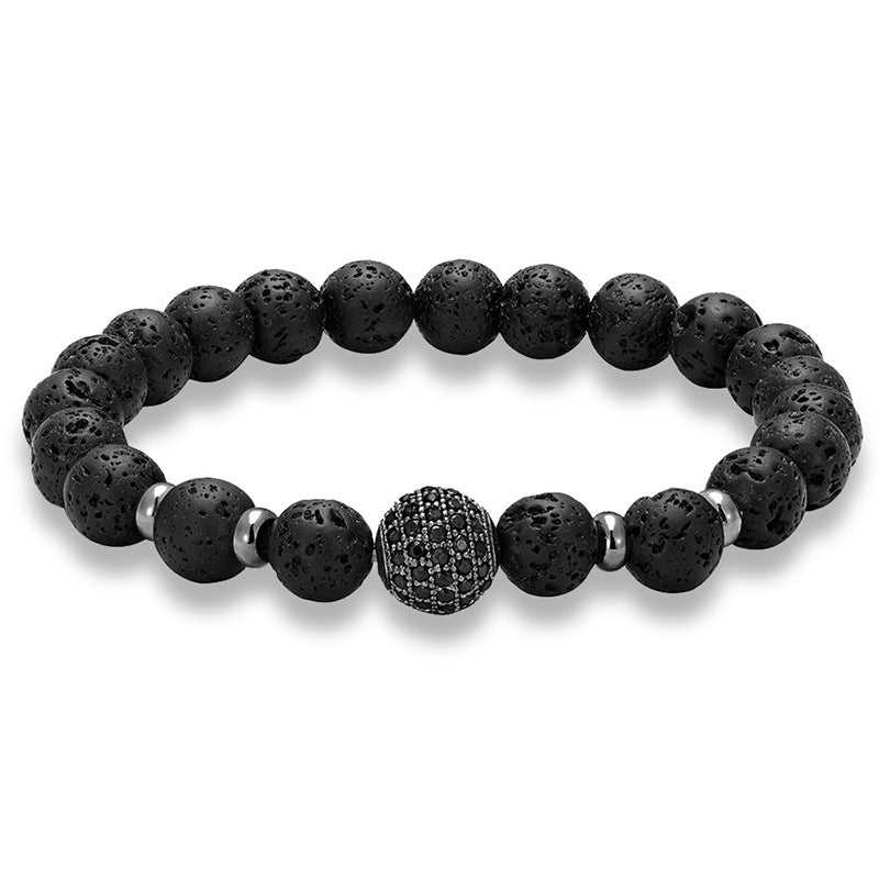 Micro-inlaid Black Diamond 10MM Zircon Volcanic Rock Bracelet