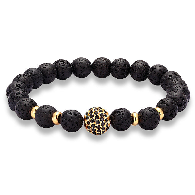 Micro-inlaid Black Diamond 10MM Zircon Volcanic Rock Bracelet