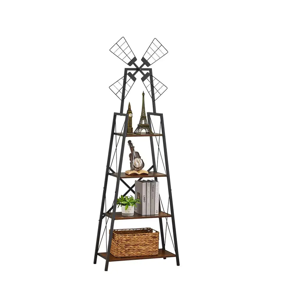 4-Tier Bookshelf,Display Storage Shelves With Metal Frame,