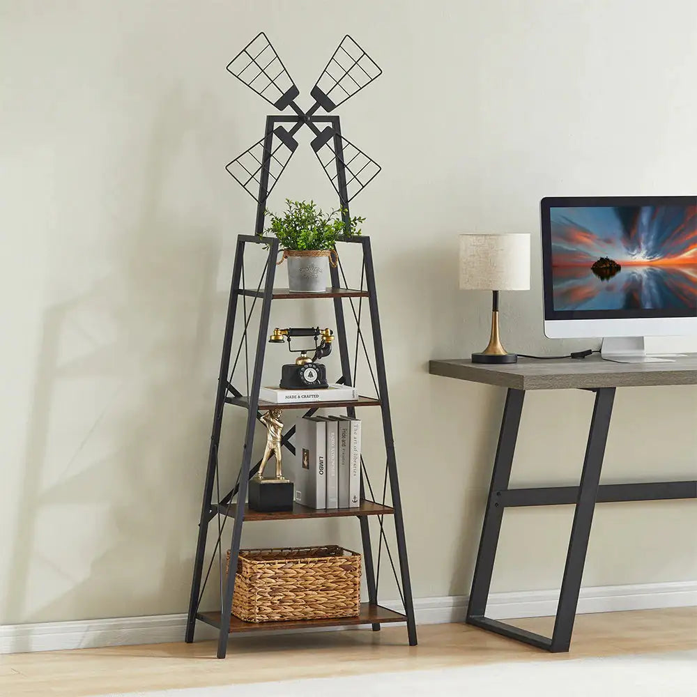 4-Tier Bookshelf,Display Storage Shelves With Metal Frame,