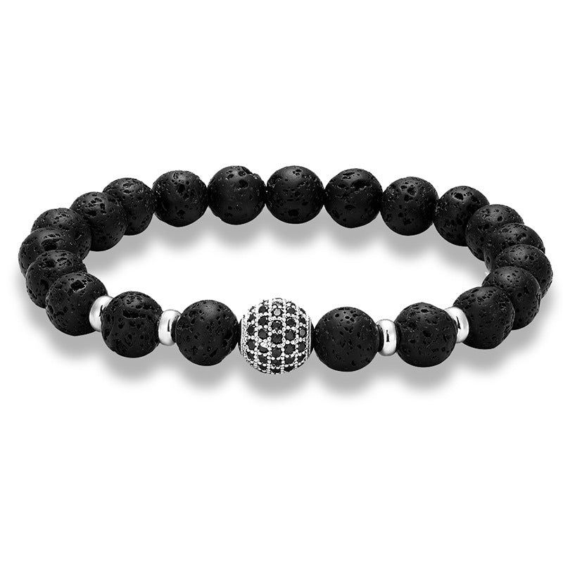 Micro-inlaid Black Diamond 10MM Zircon Volcanic Rock Bracelet